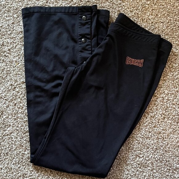 Guess Jeans Athletic Black Low Rise Wide Leg Pants w/ Snap Bottom Legs XS/TP - Picture 2 of 16